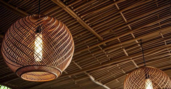 Suspensions et luminaires en rotin pour une atmosphère accueillante